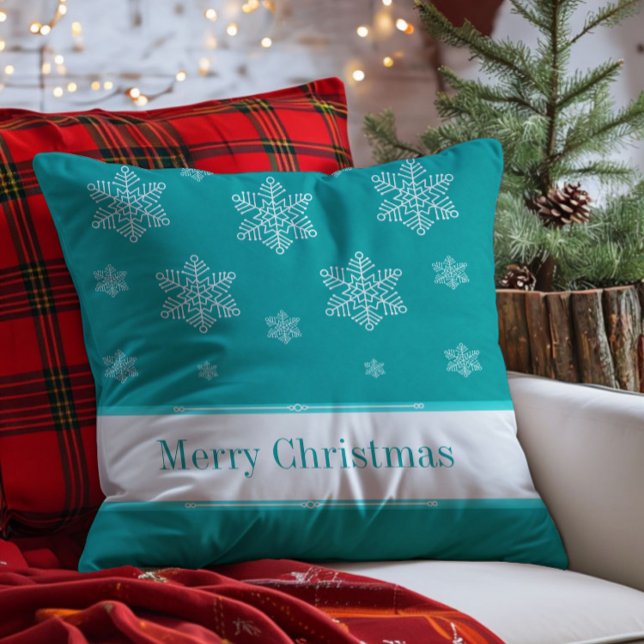 Let it Snow Holiday Pillow, Aqua Cushion (Aqua Let it Snow Holiday Throw Pillow)