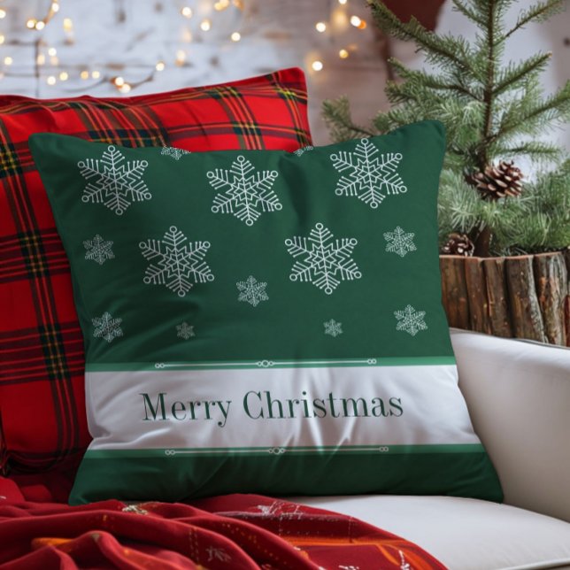 Let it Snow Holiday Pillow, Green Cushion (Green Let it Snow Holiday Throw Pillow)
