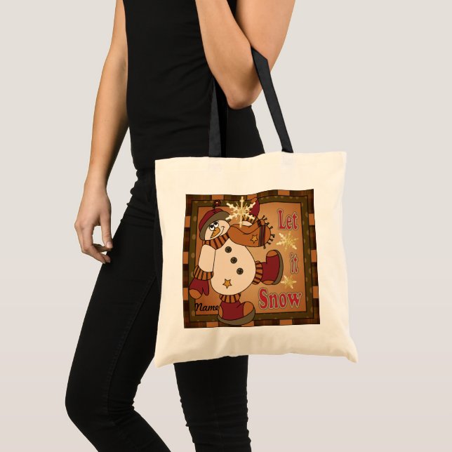 Let it Snow Holiday Snowman Tote Bag (Front (Product))