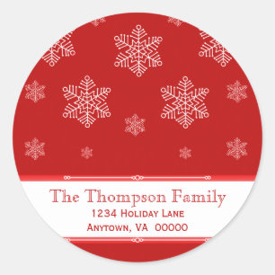 Let it Snow Holiday Stickers, Red Classic Round Sticker