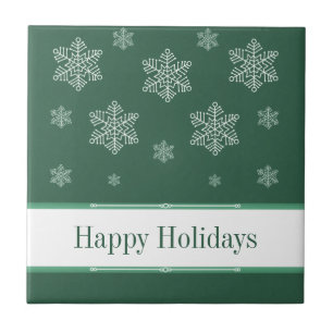 Let it Snow Holiday Tile, Green Tile