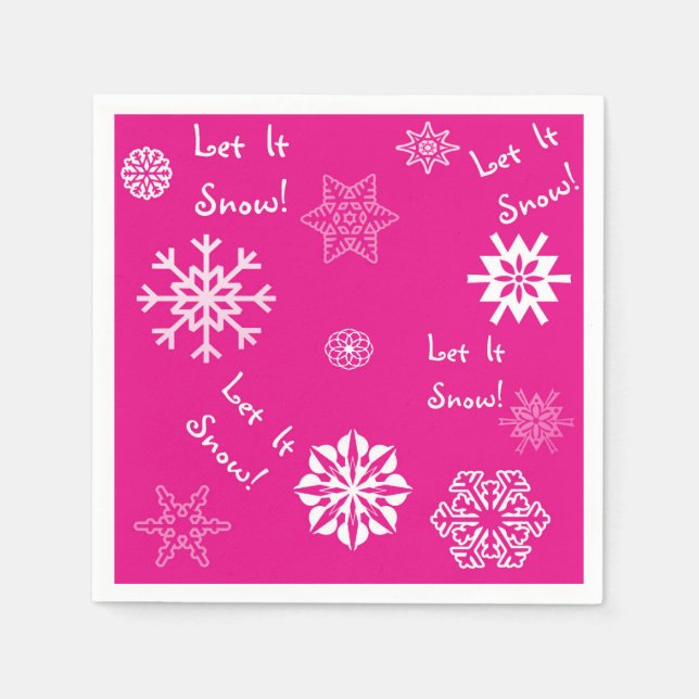 Let It Snow Hot Pink Napkin (Front)