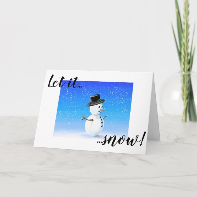Let it snow jolly snowman in top hat card (Front)