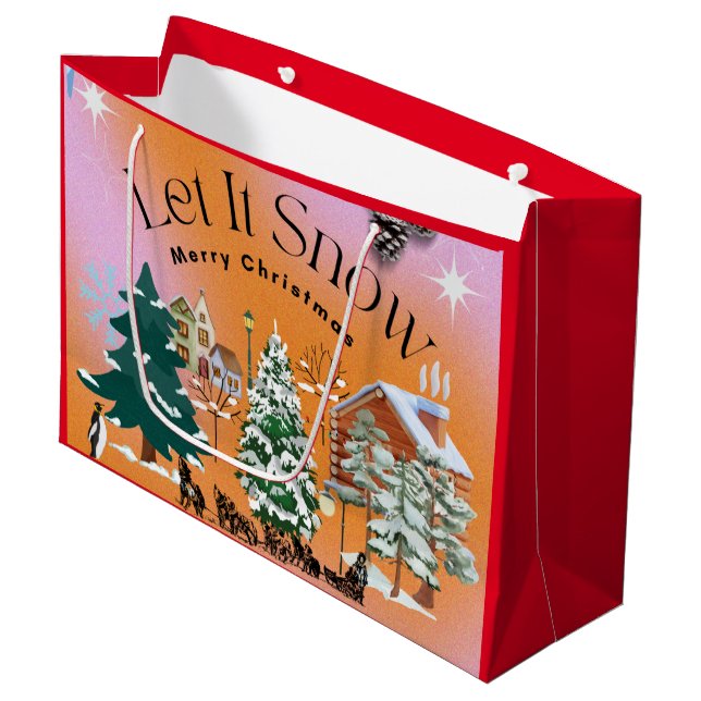 Let It Snow Large Gift Bag (Front Angled)