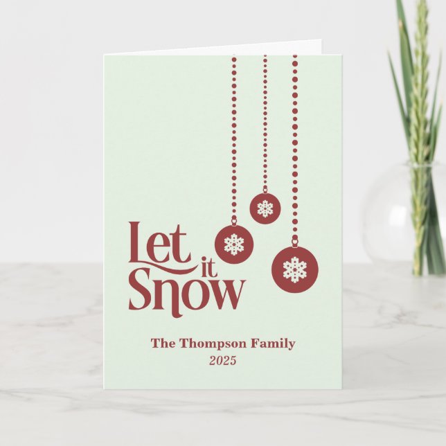 "Let it Snow" Light Green Christmas Card (Front)