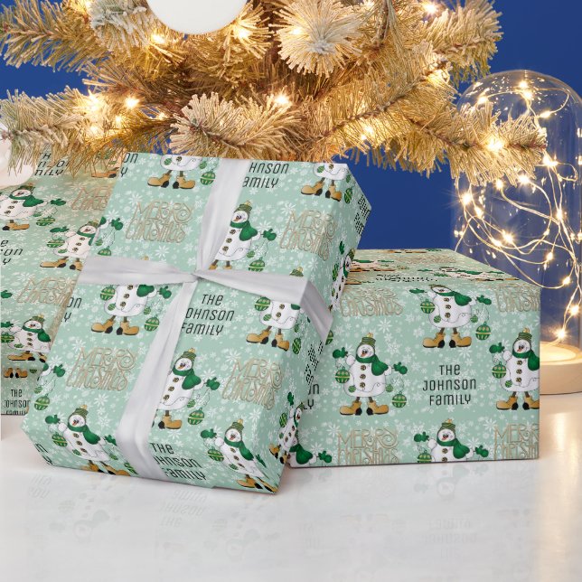 Let it Snow, Little Green Snowman Wrapping Paper (Holidays)