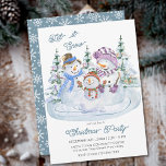 Let it Snow Merry Snowman Christmas Party Invitation<br><div class="desc">Snowman Christmas Party invitation. Cute watercolor design with trio of merry snowmen surrounded by christmas trees. The winter holiday season invite is lettered with "let it snow" and you can personalise the remaining wording.</div>