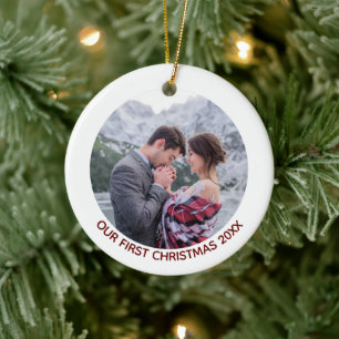 "Let it Snow" Minimalist Photo Gold Glitter Ceramic Tree Decoration