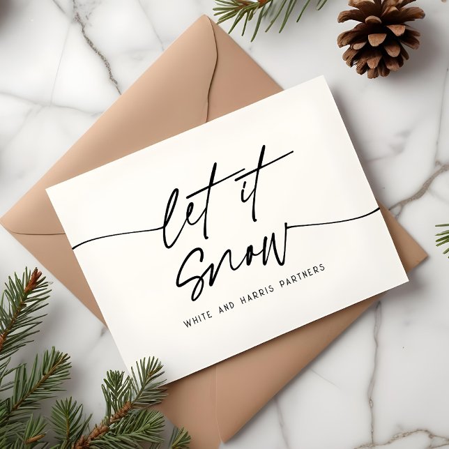 Let it Snow Minimalist Script Business Name Holiday Card (Creator Uploaded)