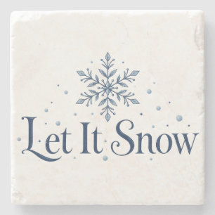 Let It Snow Minimalist Snowflake Christmas Stone C Coaster
