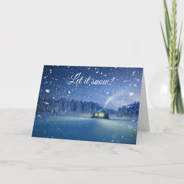 Let it snow night scene Christmas card (Front)