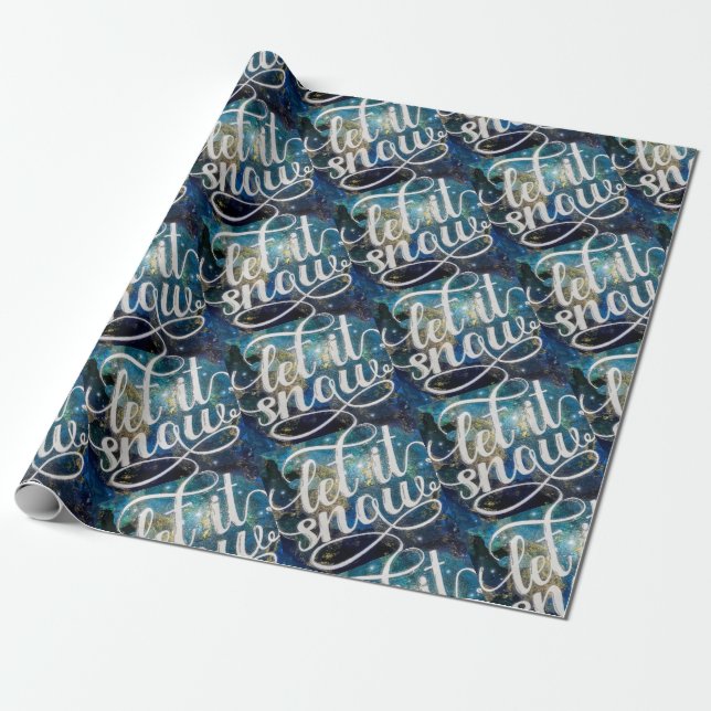 Let it snow night sky art wrapping paper (Unrolled)