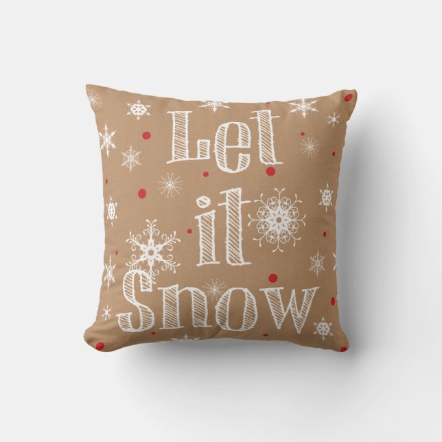 Let it Snow on Faux Kraft Paper Pillow (Front)