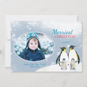 Let It Snow! Penguin Family Holiday Photo Card