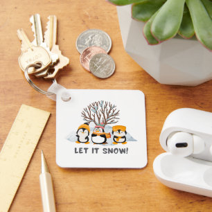 Let It Snow penguins Key Ring