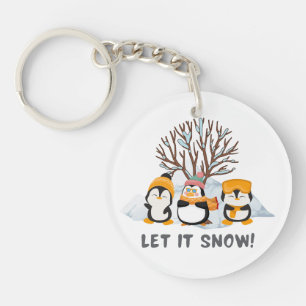 Let It Snow penguins Key Ring