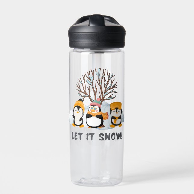Let It Snow penguins  Water Bottle (Front)