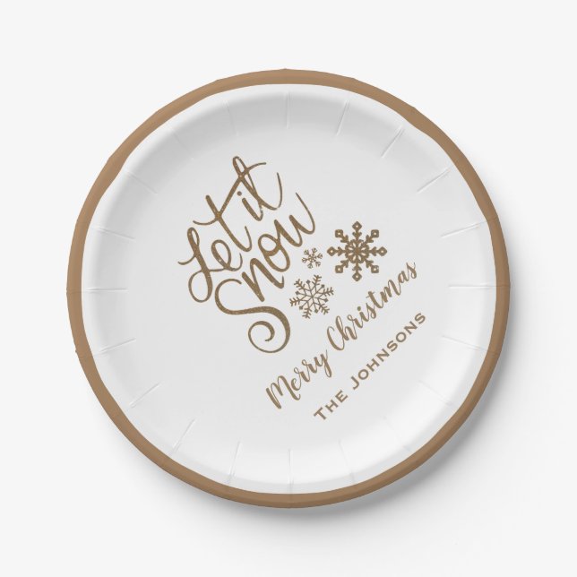 Let it Snow Personalised Christmas Paper Plates (Front)