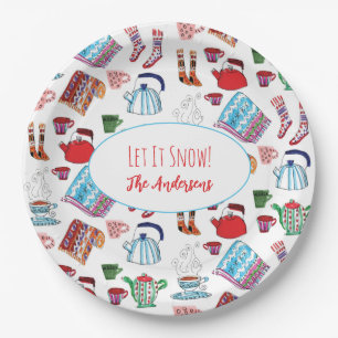 Let It Snow Personalised Scandi Hygge Winter Cabin Paper Plate