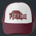 Let it Snow Pickup Truck with Snowplow Trucker Hat<br><div class="desc">The snowplowing themed hat has an illustration of a pickup truck with a snowplow on the front with the message "LET IT SNOW" on the plow. It's perfect for wearing while you're out plowing driveways.</div>