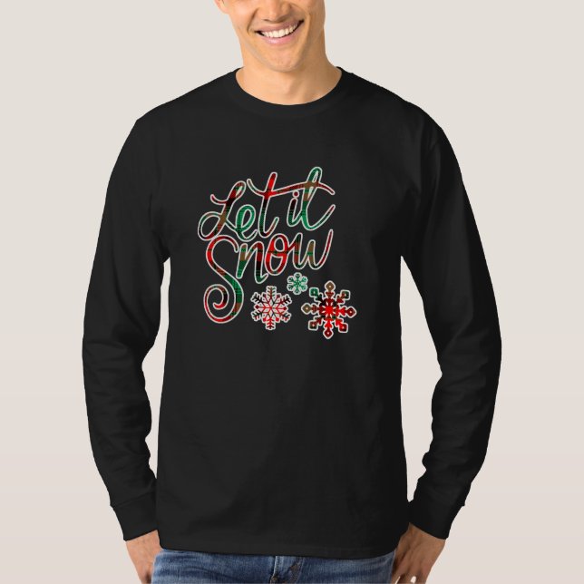 Let It Snow Plaid Christmas Men's Long Sleeve T-Shirt (Front)