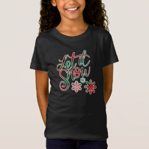 Let It Snow Plaid Girl's Christmas T-Shirt
