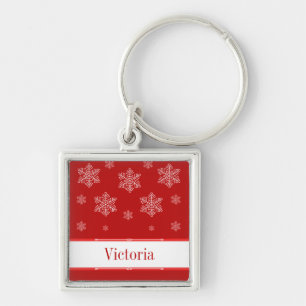 Let it Snow Premium Keychain, Red Key Ring