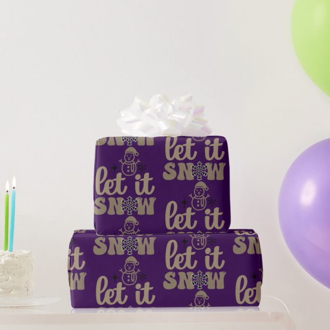 Let it snow purple Christmas Wrapping Paper (Party Gifts)
