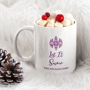 Let It Snow Purple Snowflake Coffee Mug