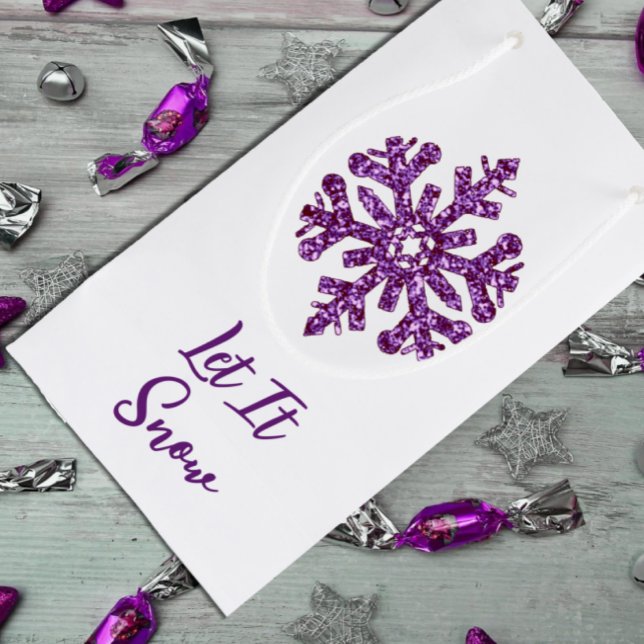 Let It Snow Purple Snowflake Small Gift Bag (Creator Uploaded)