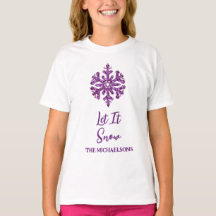 Let It Snow Purple Snowflake T-Shirt