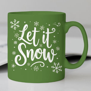 Let It Snow Quote with Elegant White Script Mug
