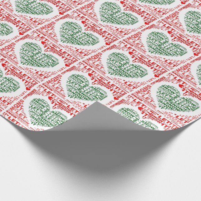 Let It Snow Red Green Christmas Wrapping Paper (Corner)