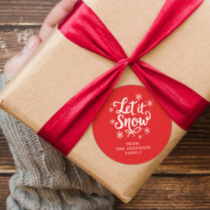 Let it Snow Red Personalised Classic Round Sticker
