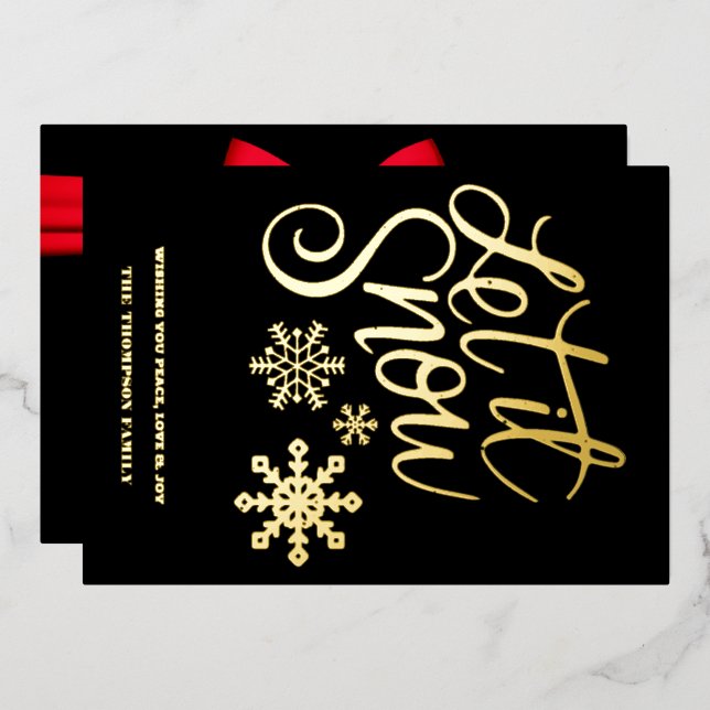 LET IT SNOW, red ribbon (Front/Back)