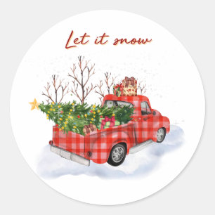 Let It Snow Red Truck Christmas Envelope Seal
