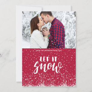 Let it snow red white first Christmas snow couple Holiday Card