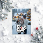 "Let It Snow" Retro Christmas Photo Collage Holiday Card<br><div class="desc">Celebrate the season with cosy vibes and a playful retro twist! This "Let It Snow" holiday card features a full-photo front with groovy vintage lettering and an adorable snowman. The back includes a collage of four square photos—perfect for sharing your favourite family moments. With its nostalgic charm and cheerful design,...</div>