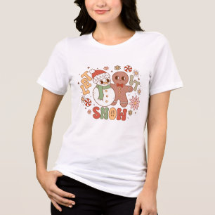 Let It Snow Retro Snowman and Gingerbread Man Tri-Blend Shirt