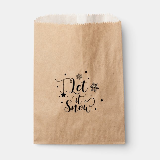 LET IT SNOW Script Winter Christmas Holiday Favour Bags (Front)