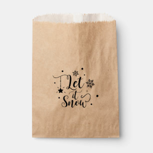 LET IT SNOW Script Winter Christmas Holiday Favour Favour Bags