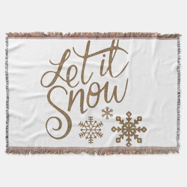 Let It Snow Sherpa Throw Blanket (Front)