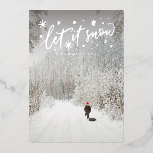 Let it Snow Silver Lettering Christmas Photo