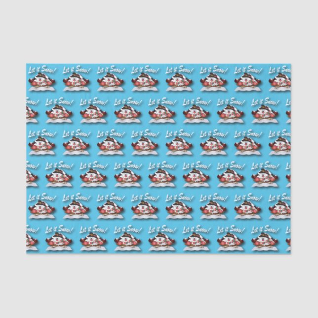 Let it Snow Sledding Snowmen Tissue Paper (Front)