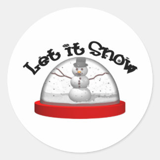 Let It Snow, Snow Globe Classic Round Sticker