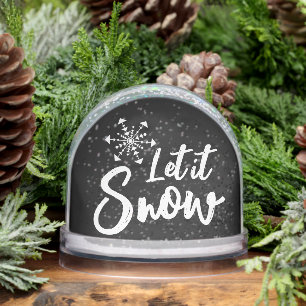 Let It Snow Snowflake Black And White Winter Snowglobe
