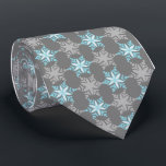 Let It Snow Snowflake Grey Single-Sided Tie<br><div class="desc">Grey with aqua and silver colorway.  Inspired by the vintage icon designs of the forties and fifties this quaint holiday tie features accented snowflakes dancing on a background of tonal snowflakes. These designs come in several colorways.</div>