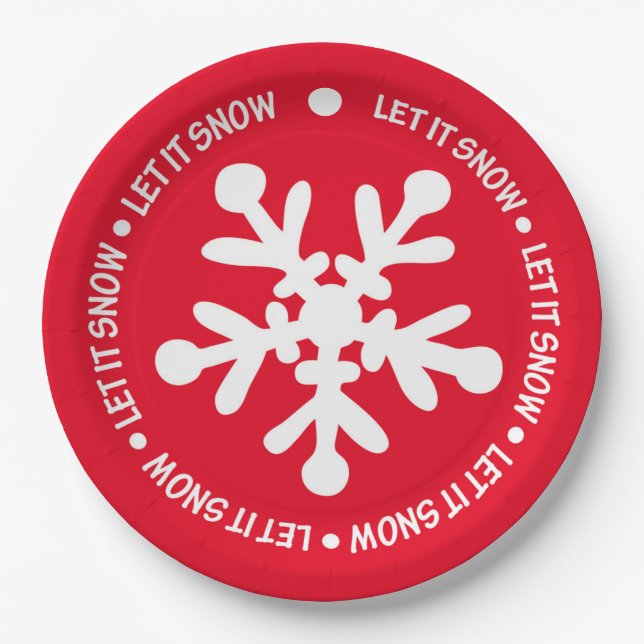 Let it Snow Snowflake Paper Plate (Front)