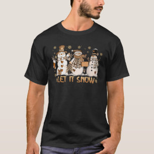 Let It Snow Snowflake Snowman Christmas Xmas Pajam T-Shirt