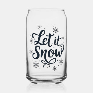 Let it Snow Snowflake Winter Season Chrstmas Can Glass